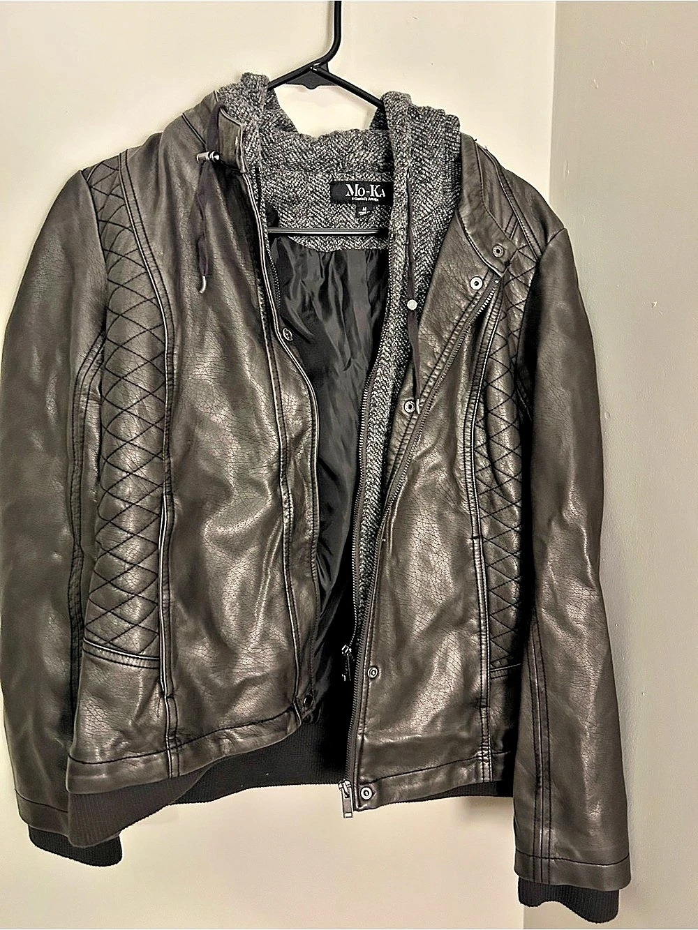 No-Ka Women's Quilted Moto Jacket in Black Size Medium